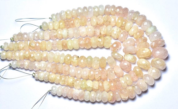 Morganite Rondelle Beads - 8 Inches - Natural Faceted Peach Morganite Rondelle - Size Is 7 - 10.5 Mm #2602