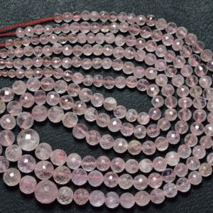Morganite Round Beads - 16 Inches - Natural Beautiful Faceted Morganite Round Strand - Size Is 4.50-7mm #769