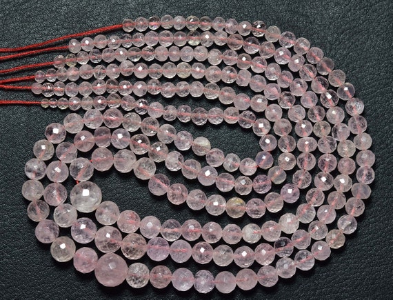 Morganite Round Beads - 16 Inches - Natural Beautiful Faceted Morganite Round Strand - Size Is 4.50-7mm #769