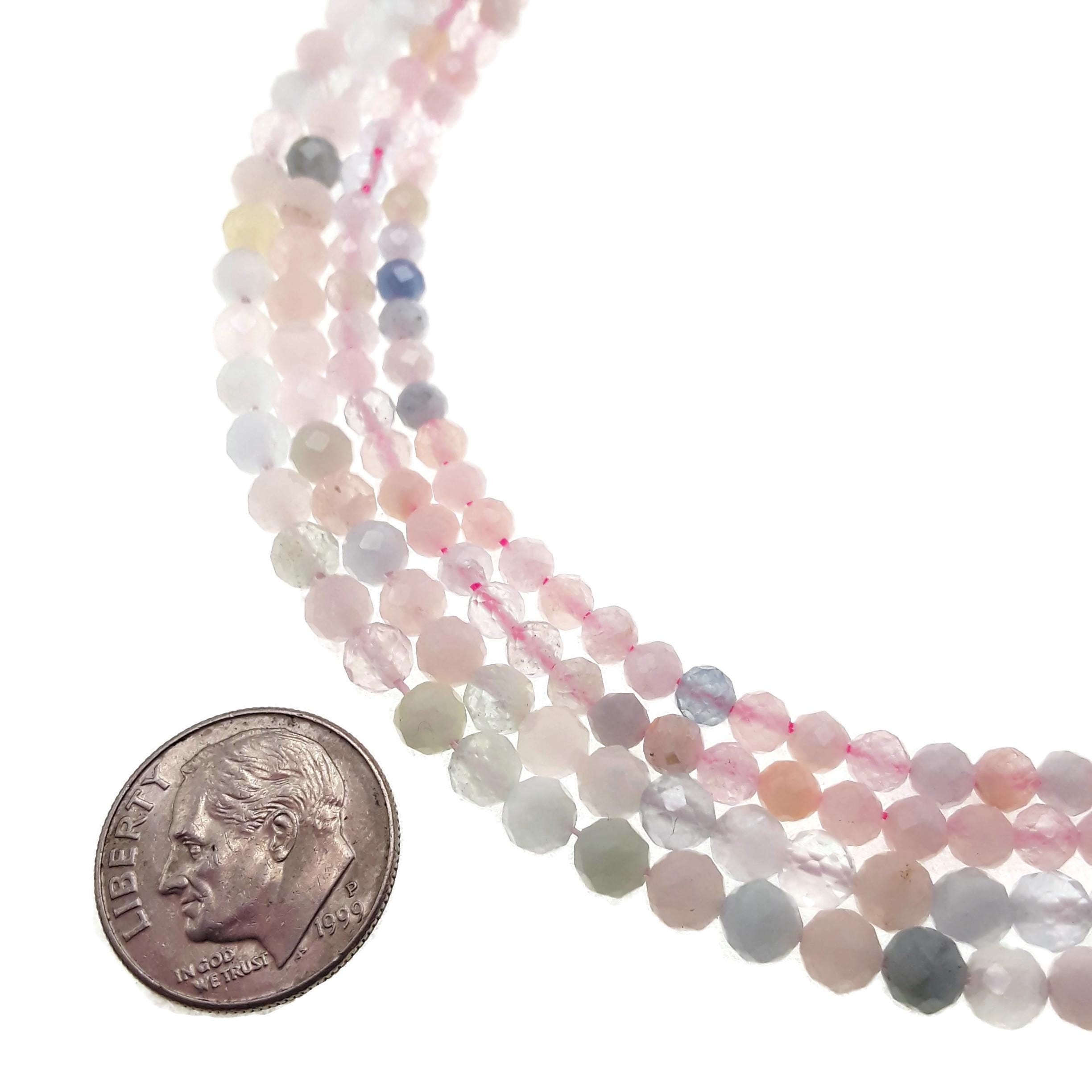 Morganite Faceted Round Beads 2mm 3mm 4mm 5mm 15.5'' Strand