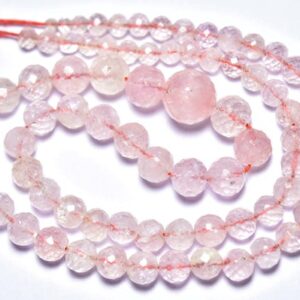 Morganite Round Beads - 7.5 Inches - Natural Beautiful Faceted Morganite Round Beads Strand - Size Is 4.5-7mm #779