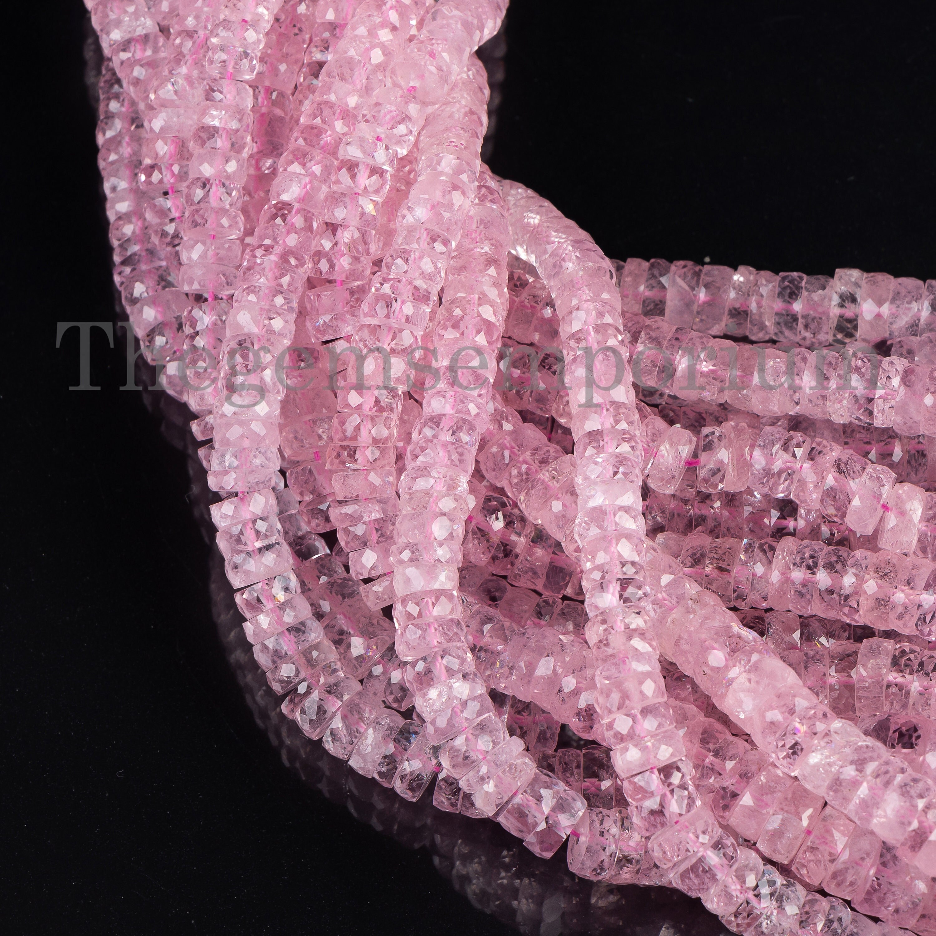 Top Quality Morganite Faceted Beads, Morganite Rondelle Beads, Morganite Faceted Beads, Morganite Beads, Gemtone  Tyre Beads
