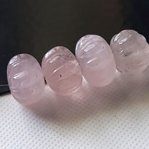 10-12mm Morganite Melon Beads, 4 Pcs Pink Aquamarine Carved Melon Beads, Natural Aquamarine For Jewelry, Morganite for Necklace - PPH29