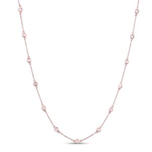 18k Rose Gold Plated Sterling Silver Morganite By The Yard Necklace, Morganite Necklace, Bezel Necklace, Station Necklace, Gift For Her