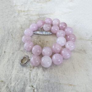 Morganite Necklace - 18mm Pink With Custom Clasp Hand Knotted Morganite Necklace - 18mm Pink With Custom Clasp Hand Knotted