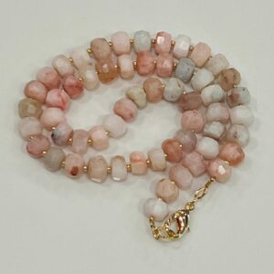 Morganite Beaded Necklace: 18k Gold Filled Clasp, Soft Pink Gemstone