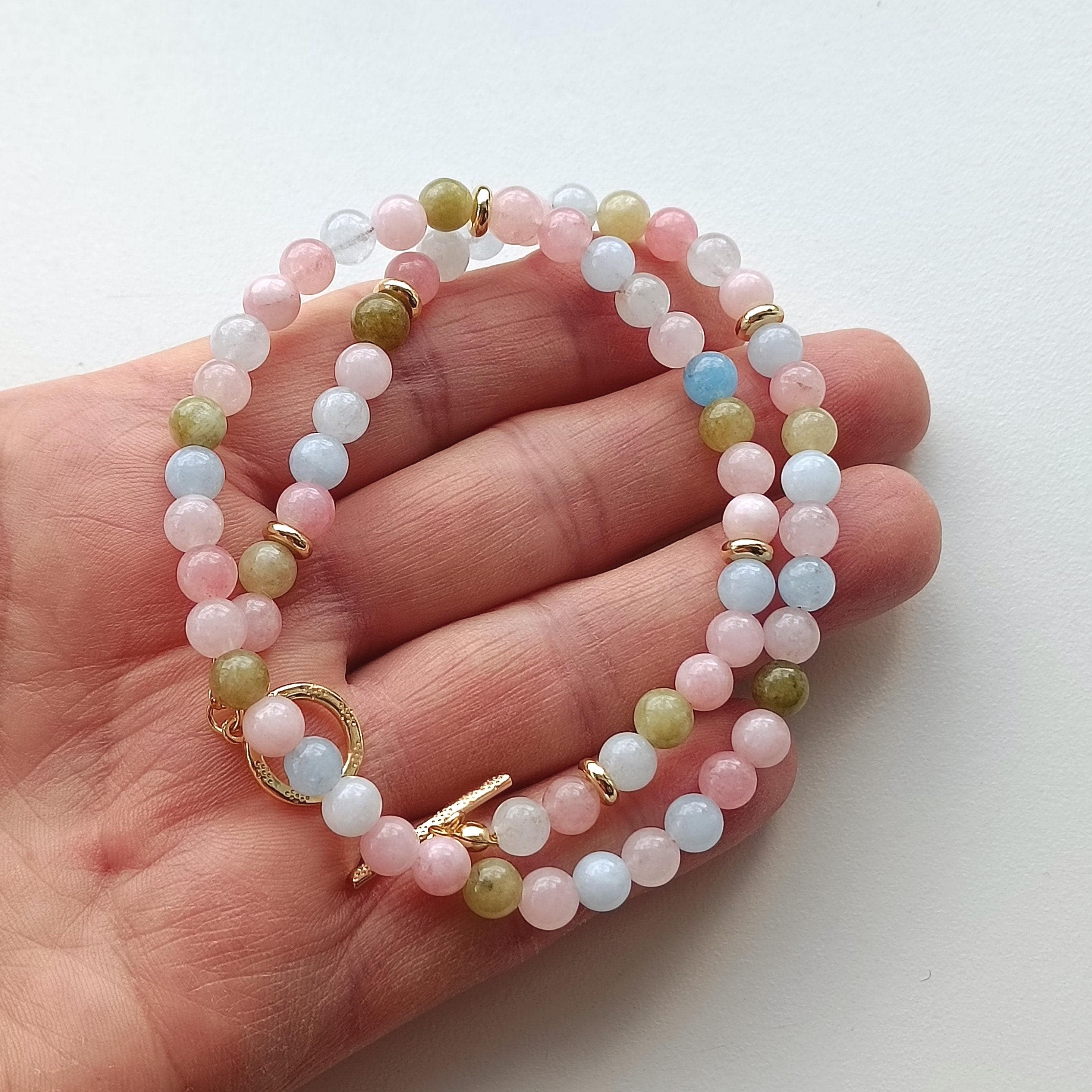 Morganite Beryl Necklace, Multi Colors Necklace, Summer Jewelry Perfects For Gift