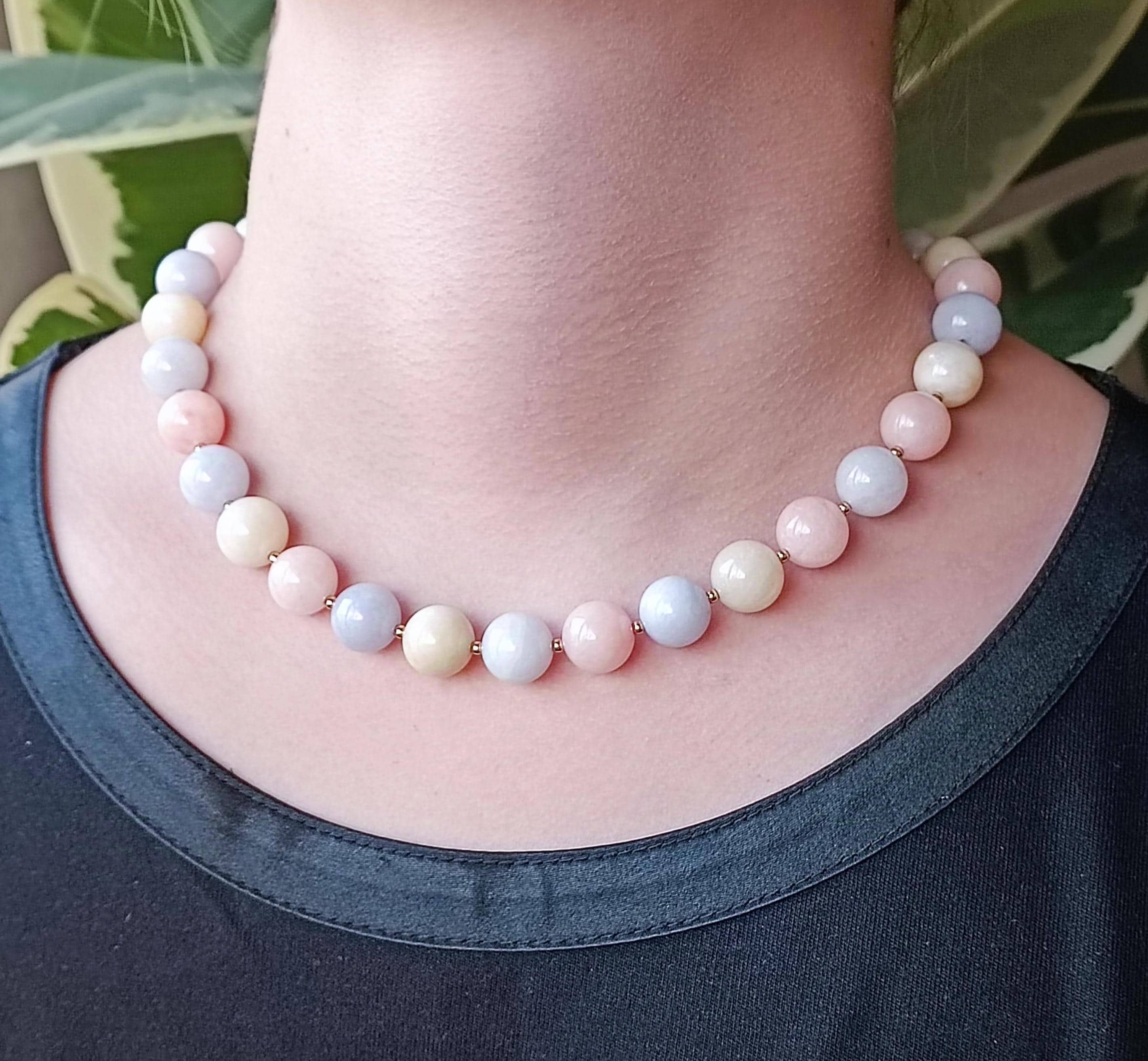 Morganite Beryl Necklace, Pastel Tones Jewelry