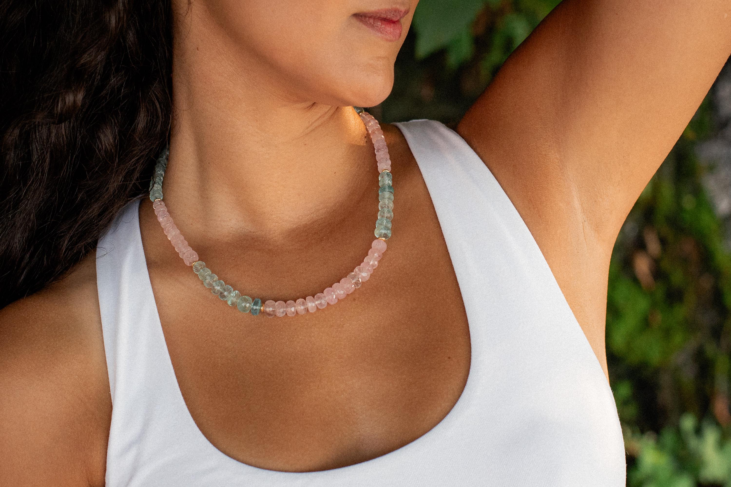 Morganite Necklace | Morganite Necklace | Candy Morganite Necklace | [enmp1478] Pink Gemstone Necklace | Green Morganite Necklace, Morganite