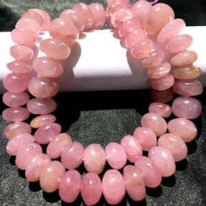 Extremely Rare~natural Pink Morganite Smooth Rondelle Beads Earth Mined Morganite Gemstone Beads Pink Morganite Rondelle 18” Beaded Necklace
