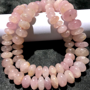 Extremely Rare~natural Pink Morganite Smooth Rondelle Beads Earth Mined Morganite Gemstone Beads Pink Morganite Rondelle 18” Beaded Necklace