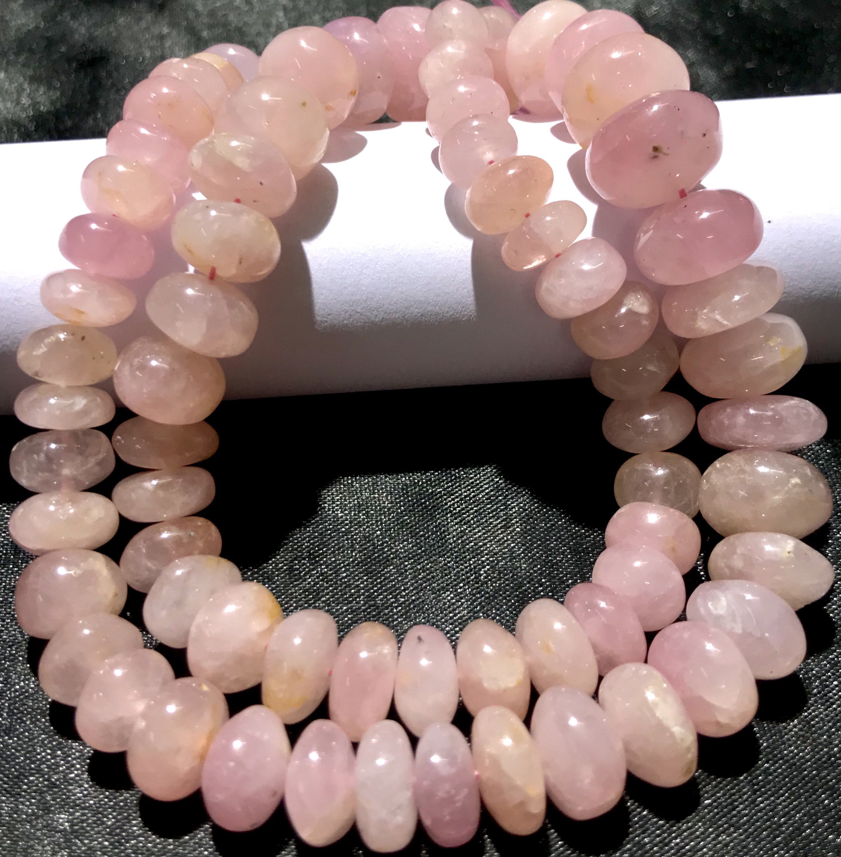 Extremely Rare~natural Pink Morganite Smooth Rondelle Beads Earth Mined Morganite Gemstone Beads Pink Morganite Rondelle 18” Beaded Necklace