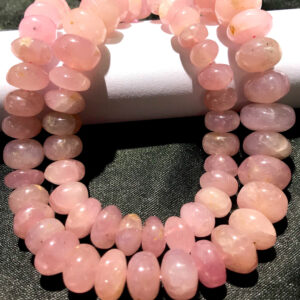 Extremely Rare~natural Pink Morganite Smooth Rondelle Beads Earth Mined Morganite Gemstone Beads Pink Morganite Rondelle 18” Beaded Necklace