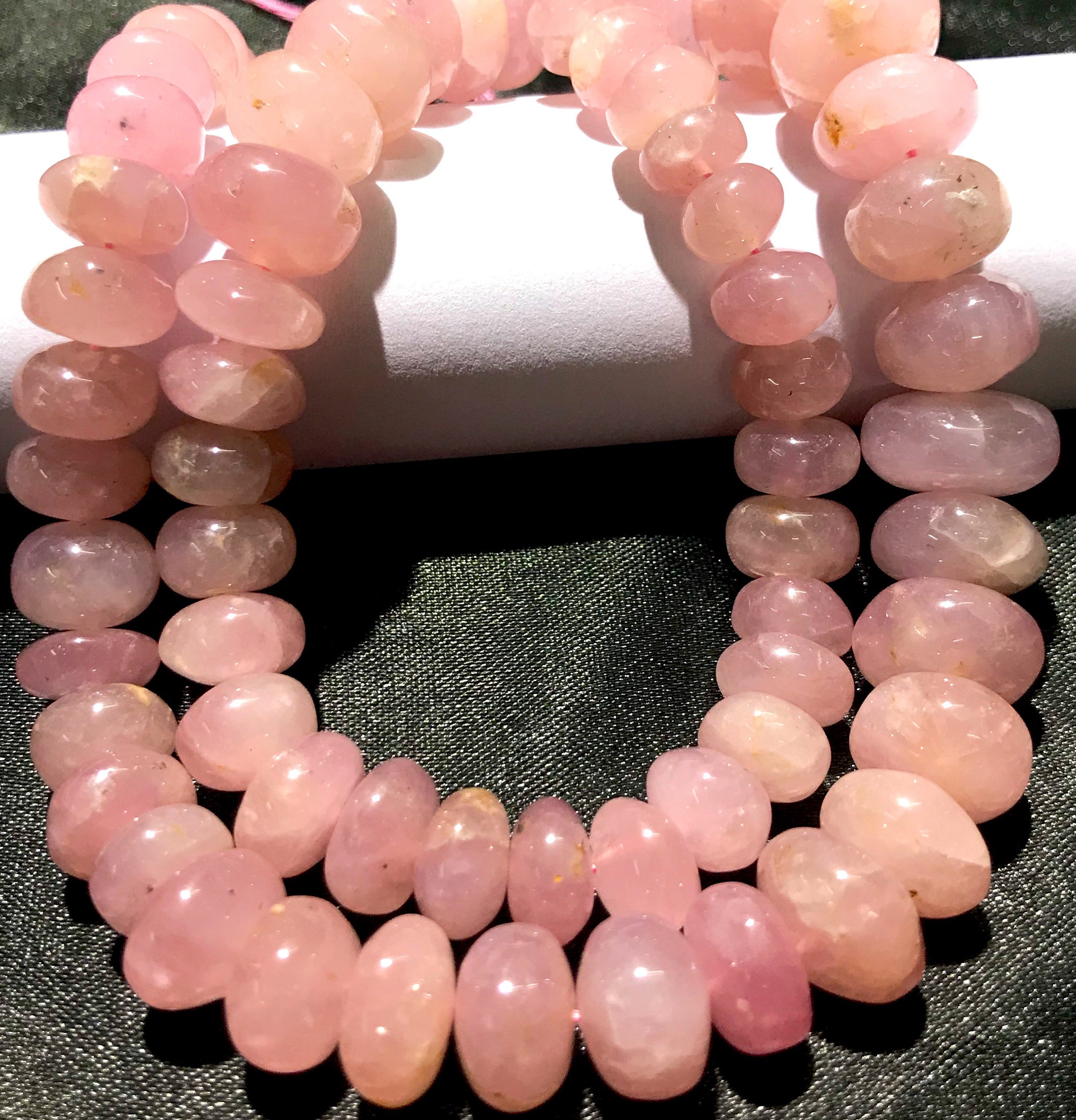 Extremely Rare~natural Pink Morganite Smooth Rondelle Beads Earth Mined Morganite Gemstone Beads Pink Morganite Rondelle 18” Beaded Necklace