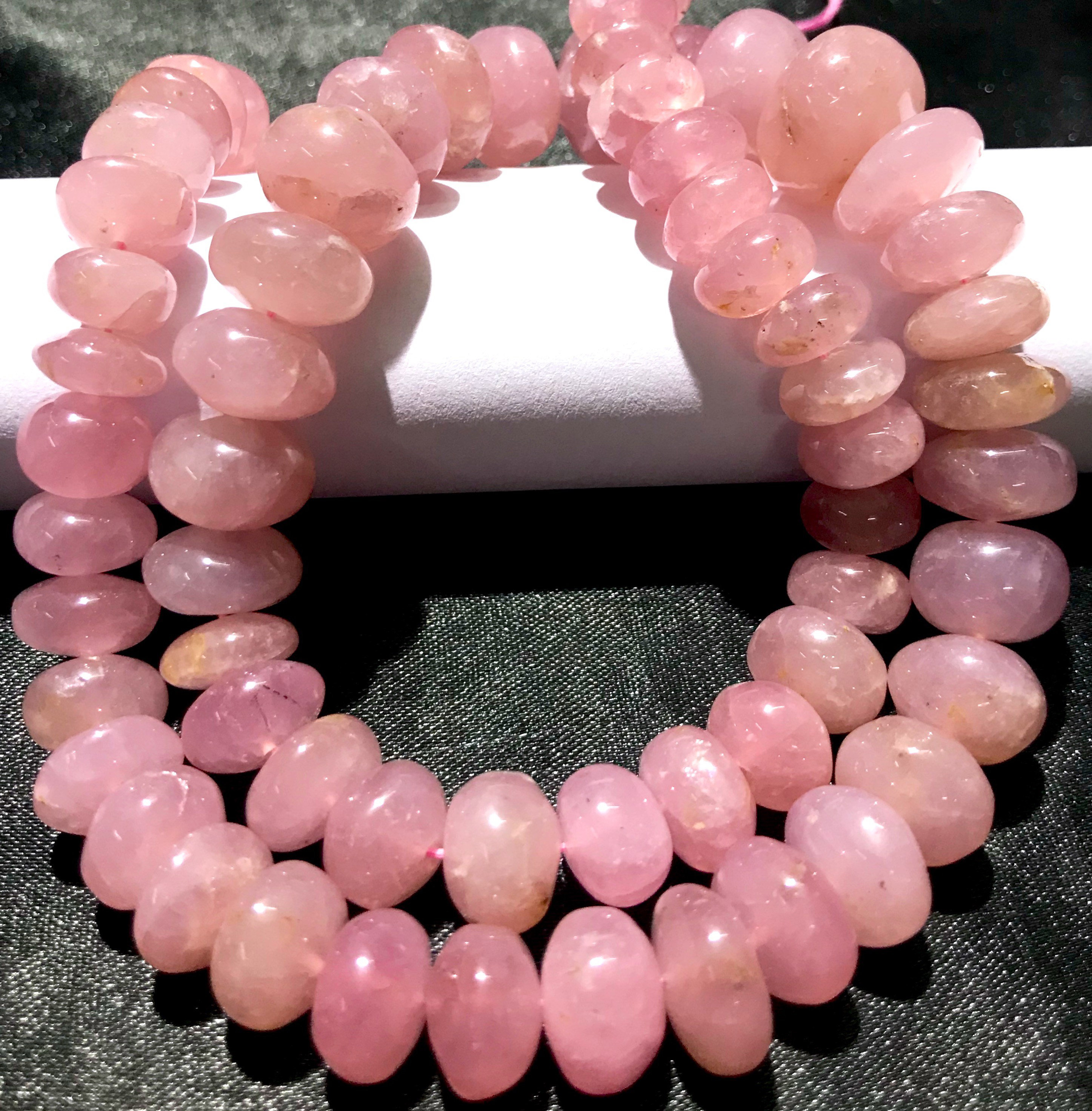 Extremely Rare~natural Pink Morganite Smooth Rondelle Beads Earth Mined Morganite Gemstone Beads Pink Morganite Rondelle 18” Beaded Necklace
