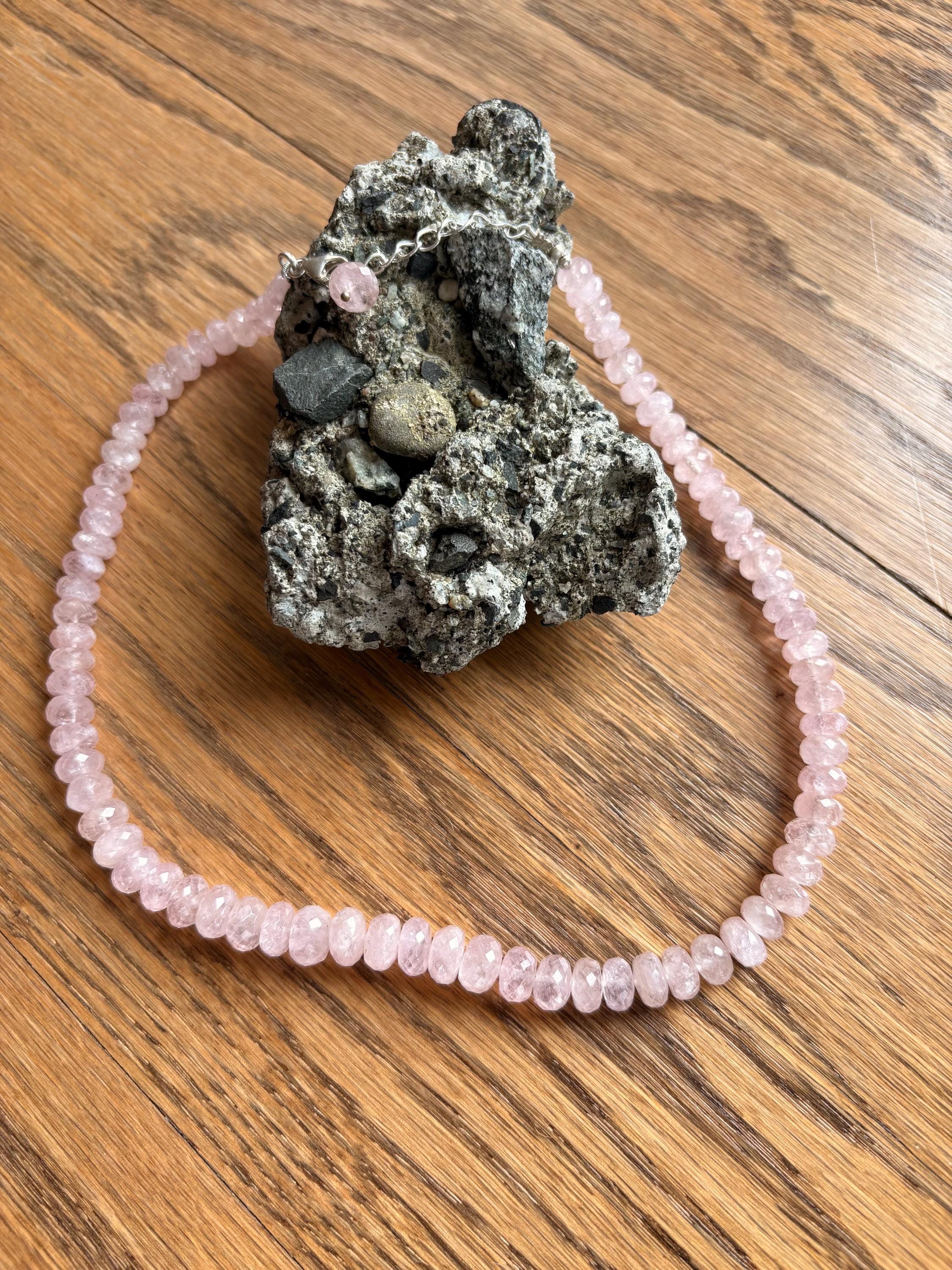 Faceted Morganite Bead Necklace