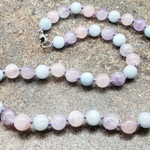Morganite Hand Knotted Necklace With Lobster Claw Clasp