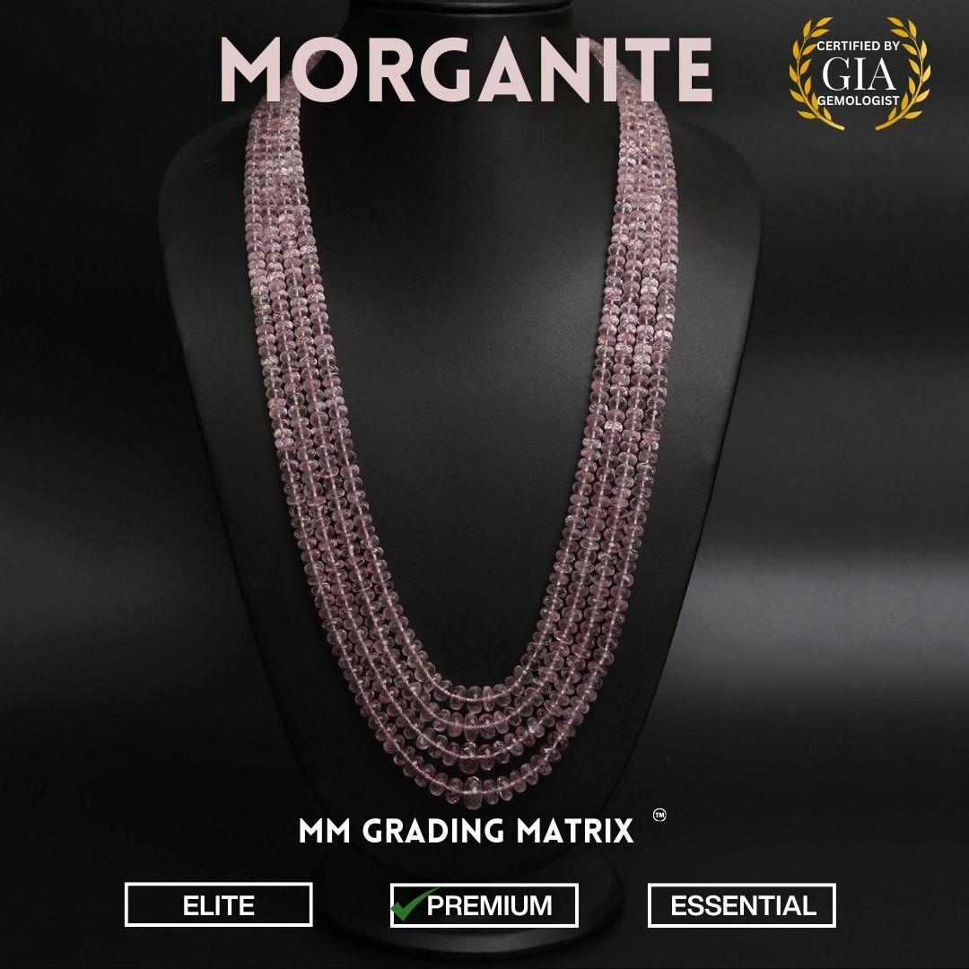 High Quality Morganite Faceted Rondelle Beaded Necklace, Natural Morganite Gemstone Layering Necklace For Wife, 5mm - 11.5mm Morganite Beads