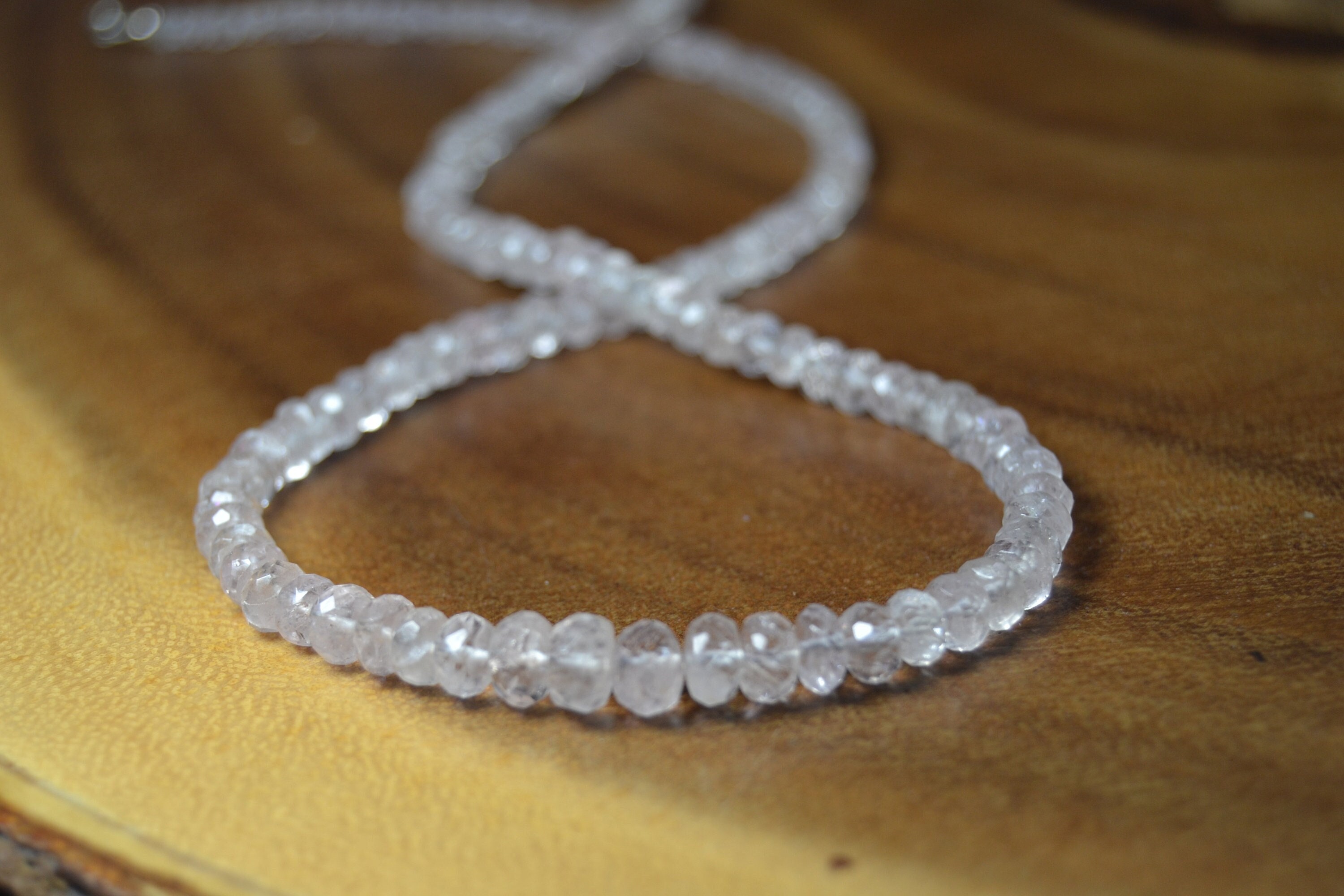 Morganite Necklace In Sterling Silver // March Birthstone // 19th Anniversary // Gemstone Bead Necklace // Heart Chakra // Pink Aquamarine
