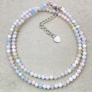 Natural Morganite Beaded Choker: Dainty Gemstone Necklace