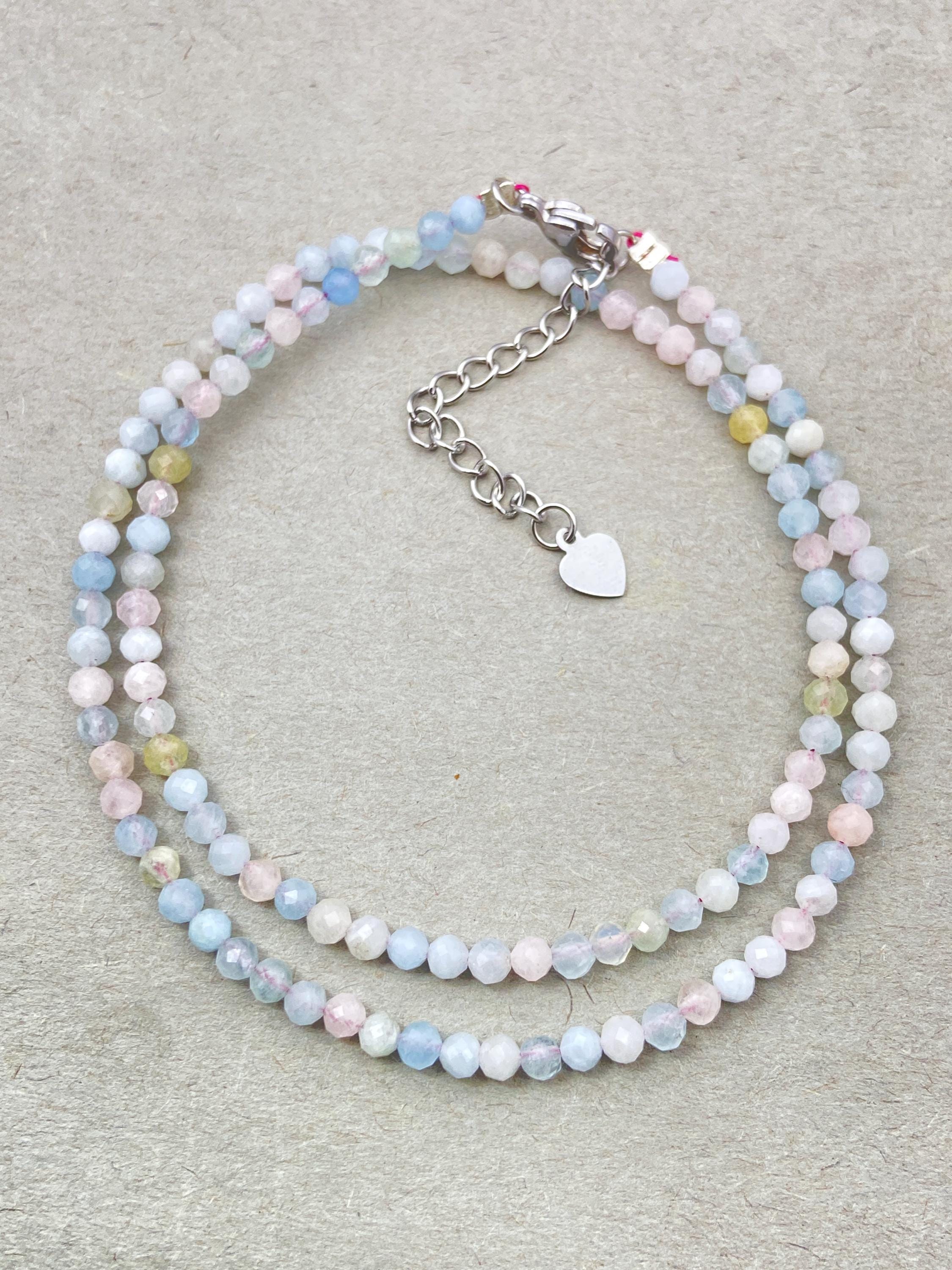 Natural Morganite Beaded Choker: Dainty Gemstone Necklace