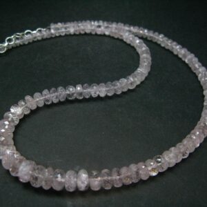 Natural Morganite Pink Beryl Gemstone Bead Necklace From Brazil - 17"
