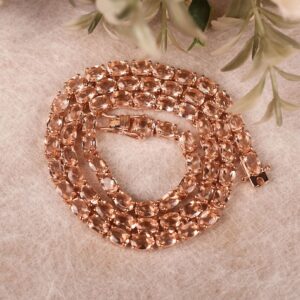Morganite Necklace – Peach Gemstone Tennis Necklaces For Women, Bridal Jewelry, Gift For Her Morganite Necklace – Peach Gemstone Tennis Necklaces For Women, Bridal Jewelry, Gift For Her