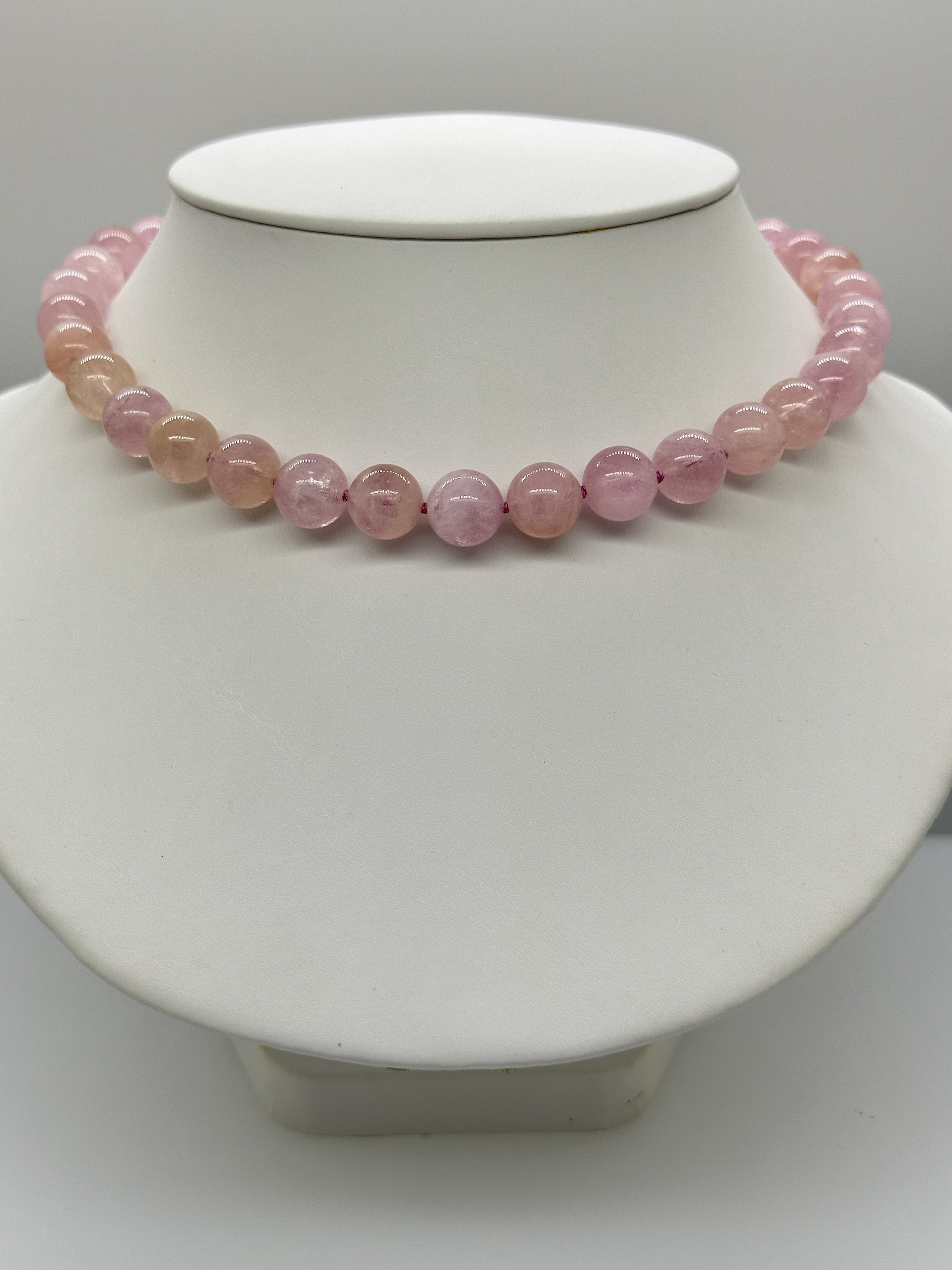 Pink Morganite Bead Necklace 12mm 18"