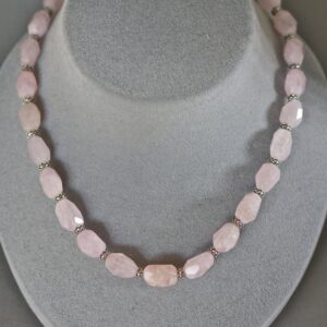Morganite Necklace - Pink Gemstone Necklace - Bali Silver Necklace - Statement Jewelry