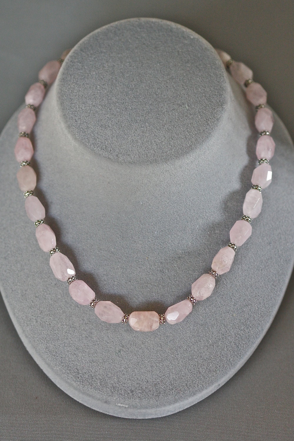 Morganite Necklace - Pink Gemstone Necklace - Bali Silver Necklace - Statement Jewelry