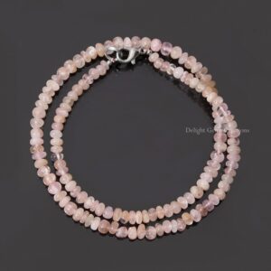 Pink Morganite Gemstone Beaded Necklace, Handmade Beryl Jewelry