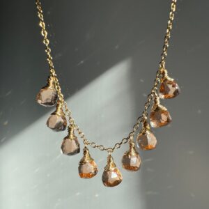 Morganite Pink Quartz Necklace: 14K Gold Filled or Sterling Silver
