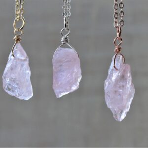Raw Crystal Necklace, Morganite Necklace In Rose Gold, Morganite Jewelry March Birthstone Pink Beryl Rose Aquamarine Necklace Raw Aquamarine
