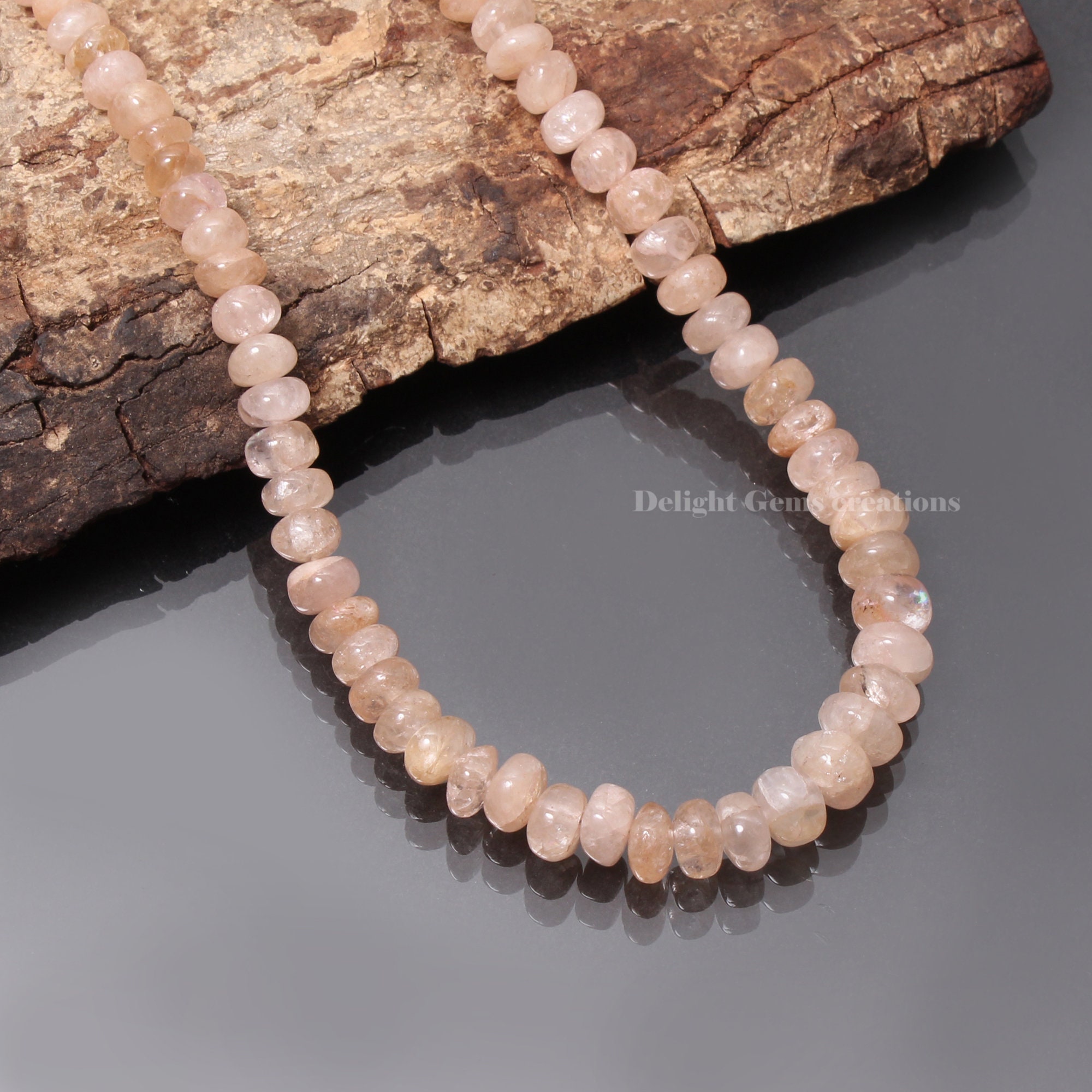 Morganite Smooth Rondelle Bead Necklace, 5mm-8.5mm Morganite Beaded Necklace, Women' Necklace, Anniversary Gift, Morganite Necklace Jewelry