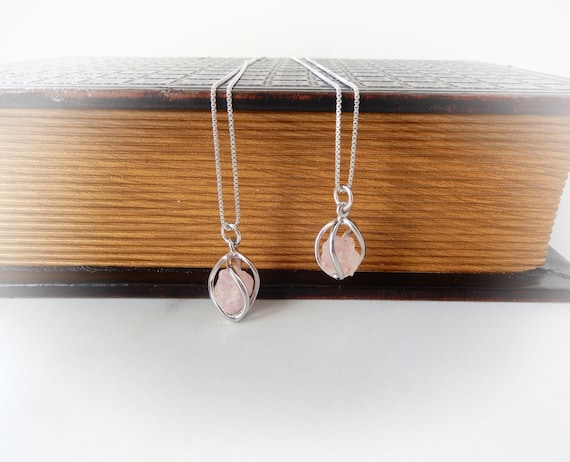 Morganite Necklace Sterling Silver • Raw Morganite Necklace • March Birthstone Jewelry • Gift For Her • Caged Stone Jewelry • Holiday Gift