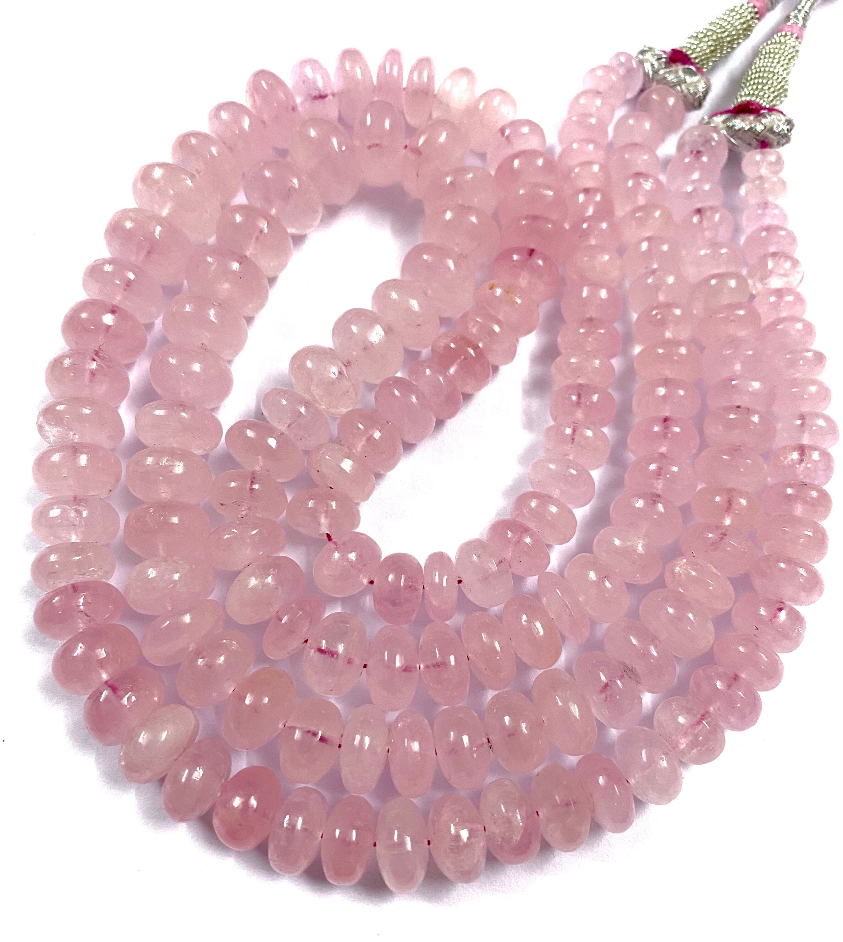 Very Rare Aaa+ Pink Morganite 2 Layer Necklace Morganite Beads Necklace Natural Morganite Smooth Rondelle Beads Pink Aquamarine Smooth Beads