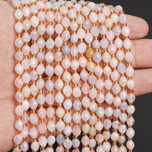 6MM Pink Beryl Morganite Aquamarine Bead Grade AA Genuine Natural Gemstone Drum Barrel Rice Bead Loose Bead 15"/7.5" Bulk Lot Option(126638)