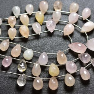 7.5 inches - Beautiful Natural Faceted Morganite Tear Drops Briolettes - Size is 8x11-8x13 mm #1247