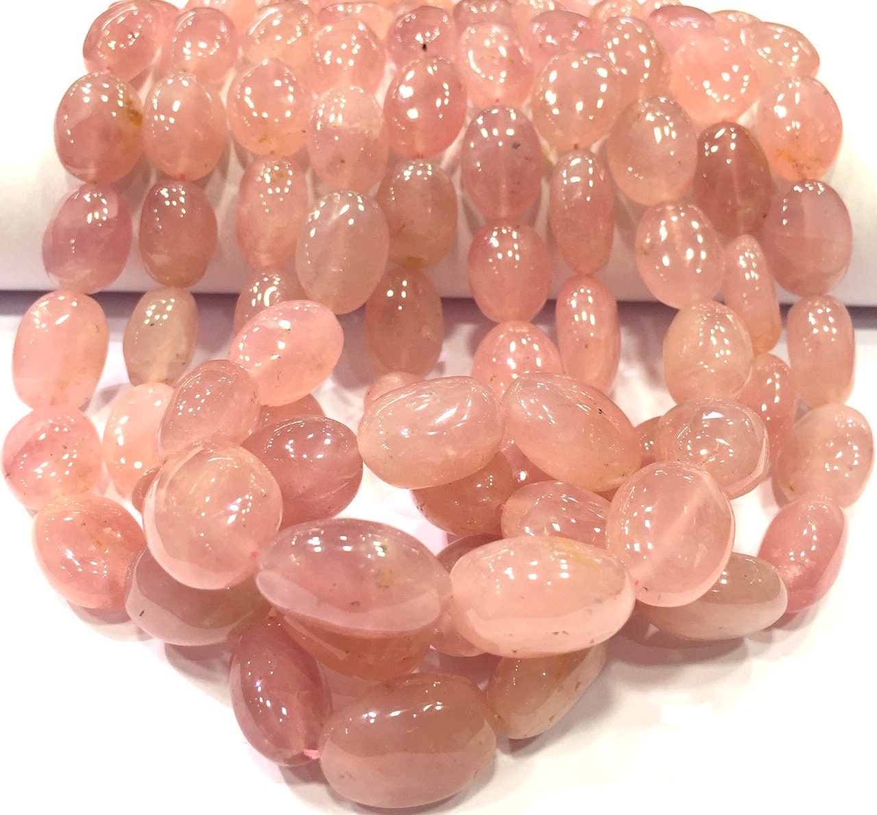 Aaa Quality~natural Pink Morganite Smooth Oval Beads Smooth Polished Oval Shape Beads Morganite Gemstone Beads Wholesale Price 5 Strand.