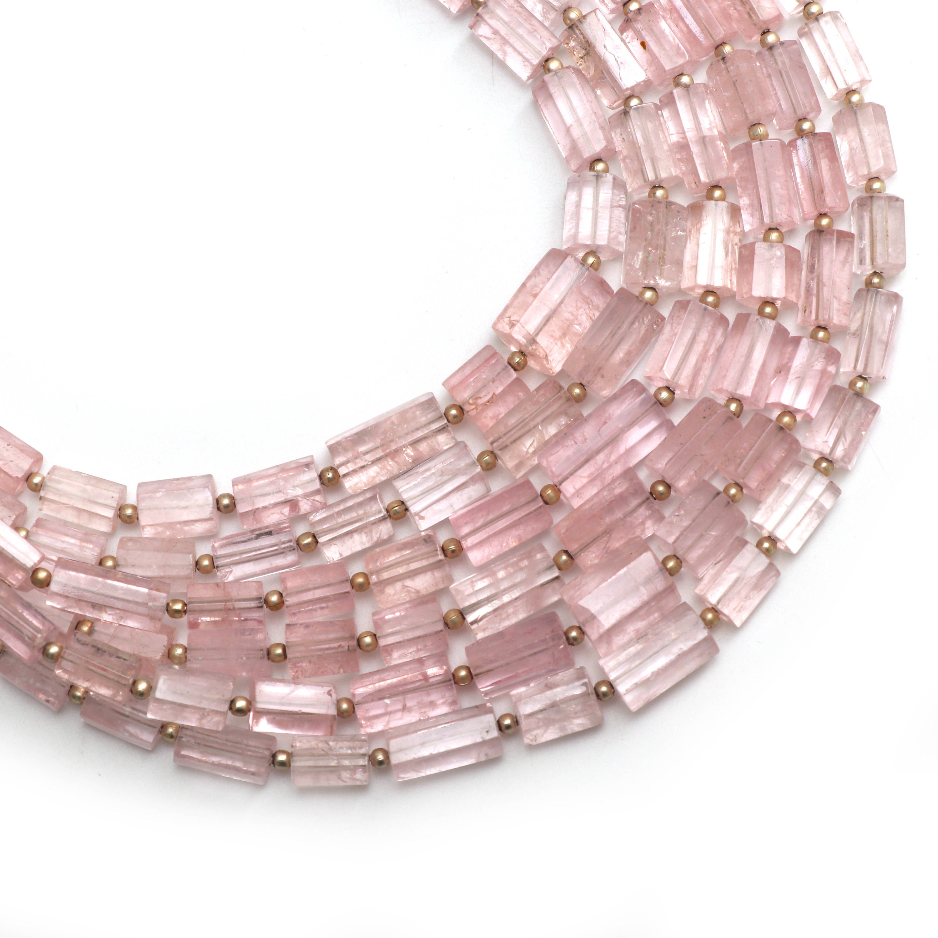 Morganite Faceted Cylinder Beads, 4.5x8.5 Mm To 7.5x11 Mm- Morganite Faceted Cylinder- Gem Quality, 8 Inch Full Strand, Price Per Strand