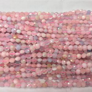Faceted Multicolor Morganite 4mm Flat Round Cut Grade A Natural Coin Beads 15 inch Jewelry Bracelet Necklace Material Supply