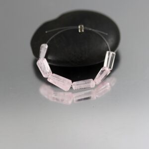 Morganite Faceted Tube Beads - Set of 6 - 7 to 10 mm