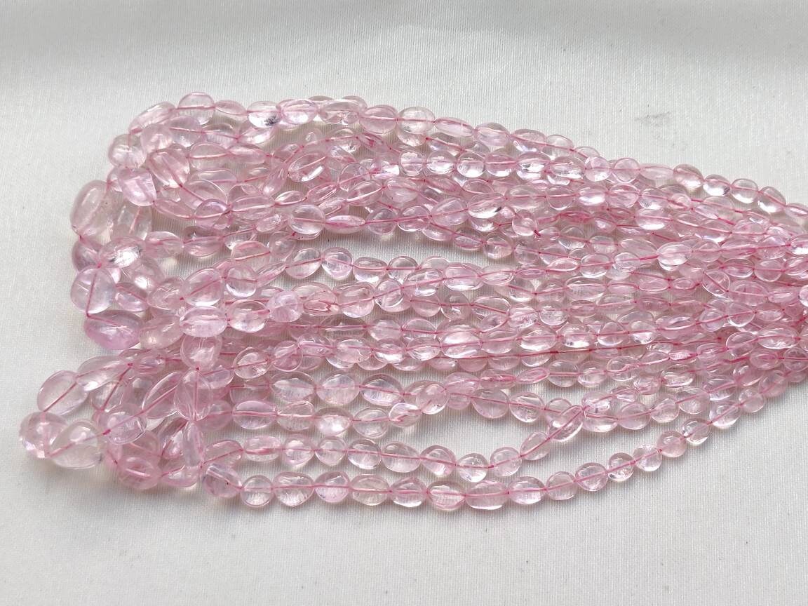 Natural Morganite Gemstone Beads: Pink Jewelry Making Supplies, 8" Strand (8x6 To 14x9mm)