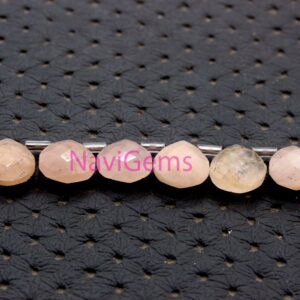 Natural Morganite Gemstone Beads: 15 Faceted Heart Briolettes, 10mm Strand