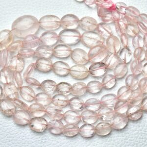 Natural Morganite Plain Oval Beads Smooth Oval Beads Gemstone Beads Morganite Beads Jewelry Making Wholesale Beads 8 Inch Strand No6423