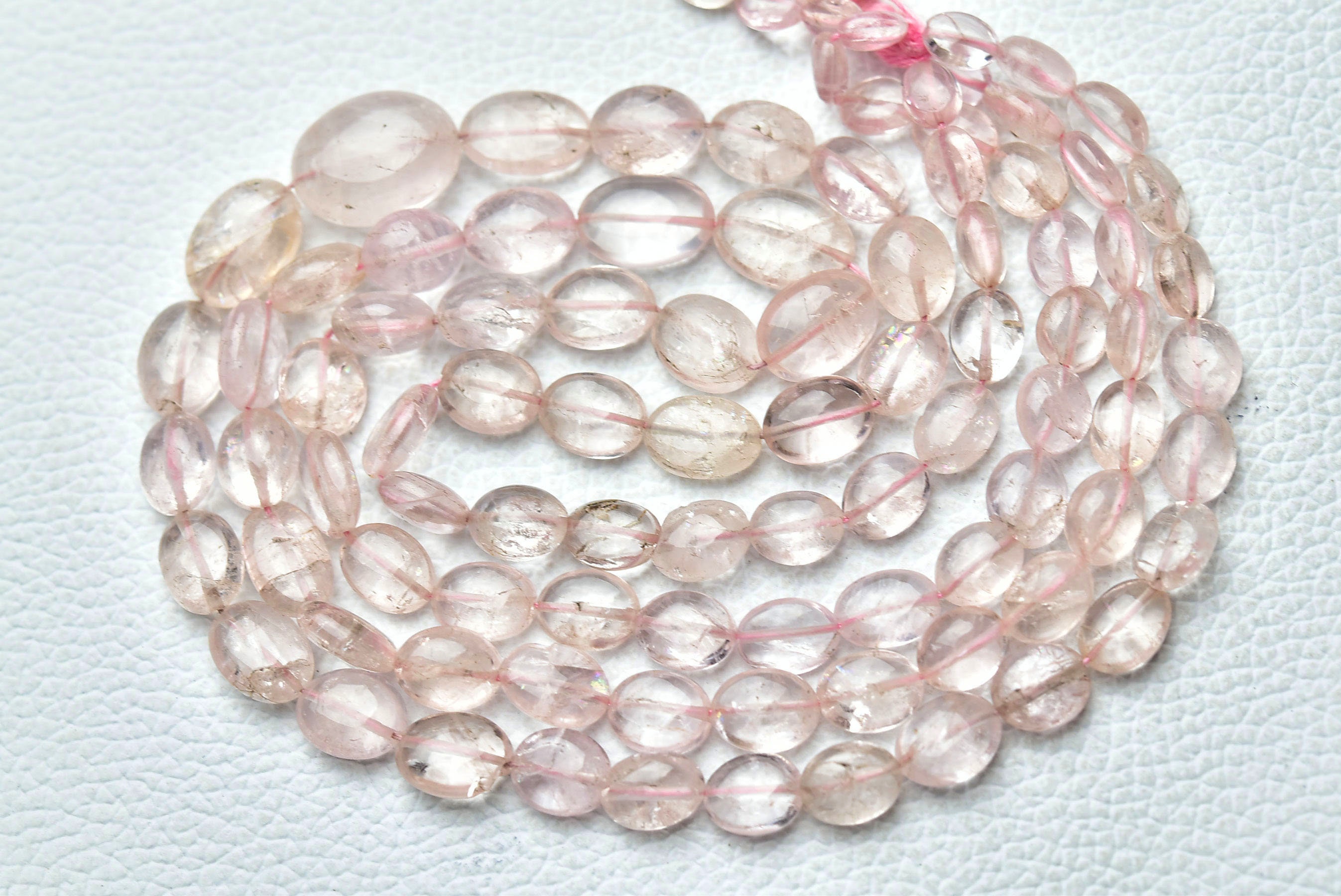 Natural Morganite Plain Oval Beads Smooth Oval Beads Gemstone Beads Morganite Beads Jewelry Making Wholesale Beads 8 Inch Strand No6423