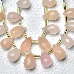 Natural Morganite Teardrop Beads 6x8mm To 7x10mm Faceted Tear Drops Briolettes Gemstone Beads Morganite Beads Jewelry Making 10 Pcs No6107
