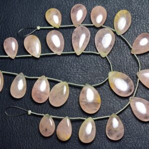 Morganite Pear Beads - 7 inches - Natural Beautiful Morganite Smooth Pear Briolettes - Size is 11x16 - 15x22 mm #465