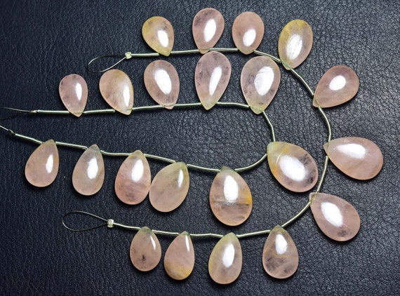 Morganite Pear Beads - 7 Inches - Natural Beautiful Morganite Smooth Pear Briolettes - Size Is 11x16 - 15x22 Mm #465