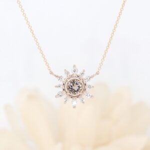 14k Rose Gold Morganite Diamond Snowflake Pendant Necklace 14k Rose Gold Morganite Diamond Snowflake Pendant Necklace